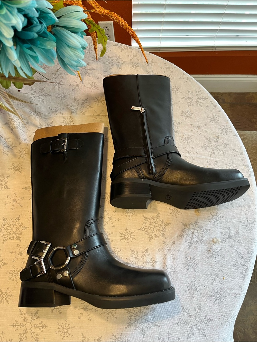 NEW MICHAEL Michael Kors Crosby Leather Moto Boots – Black – Size 9.5 - Picture 4 of 8